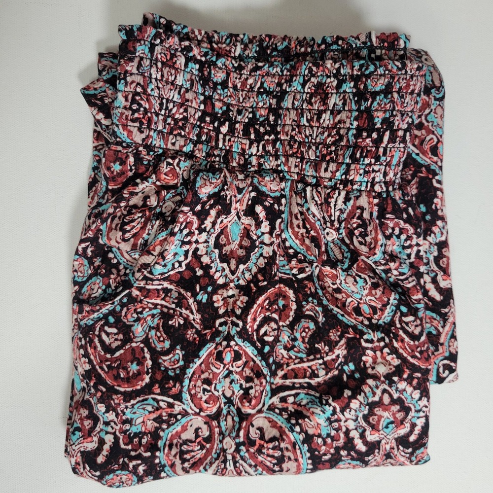Mossimo Supply Co Boho Paisley Wide Leg Pants L Smocked Waist Stretch Hippie Y2K - Picture 9 of 9